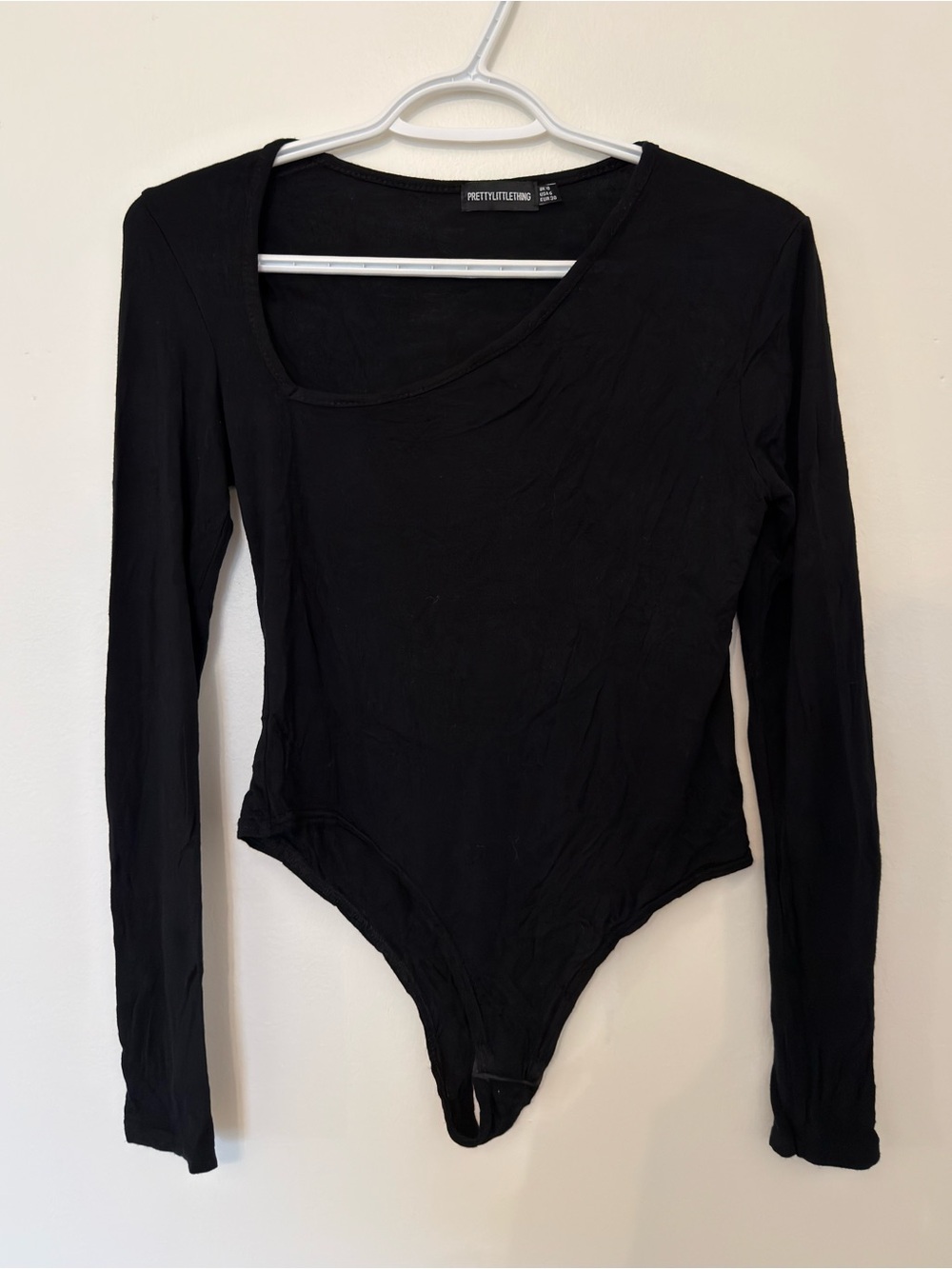 PrettyLittleThing Black Asymmetrical Neck Bodysuit